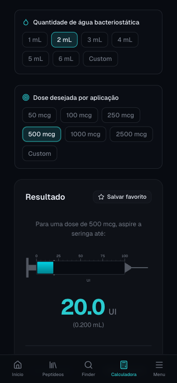 Calculadora com seringa visual